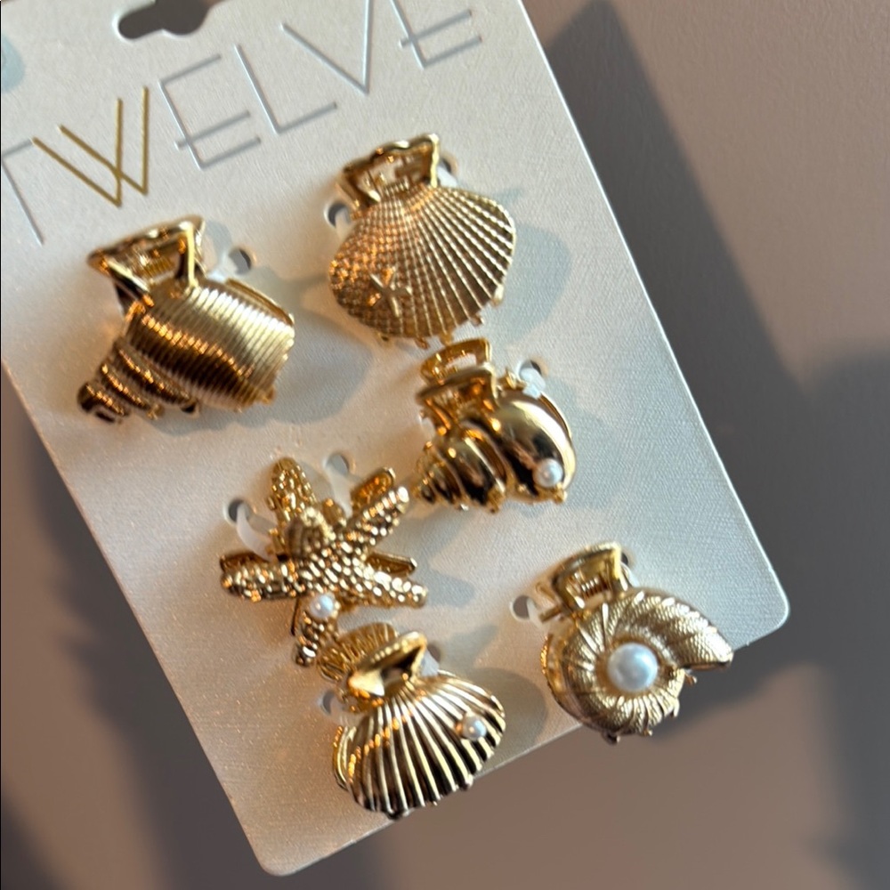 Gold-Tone Sea-Inspired hair clip Set - Picture 2 of 5